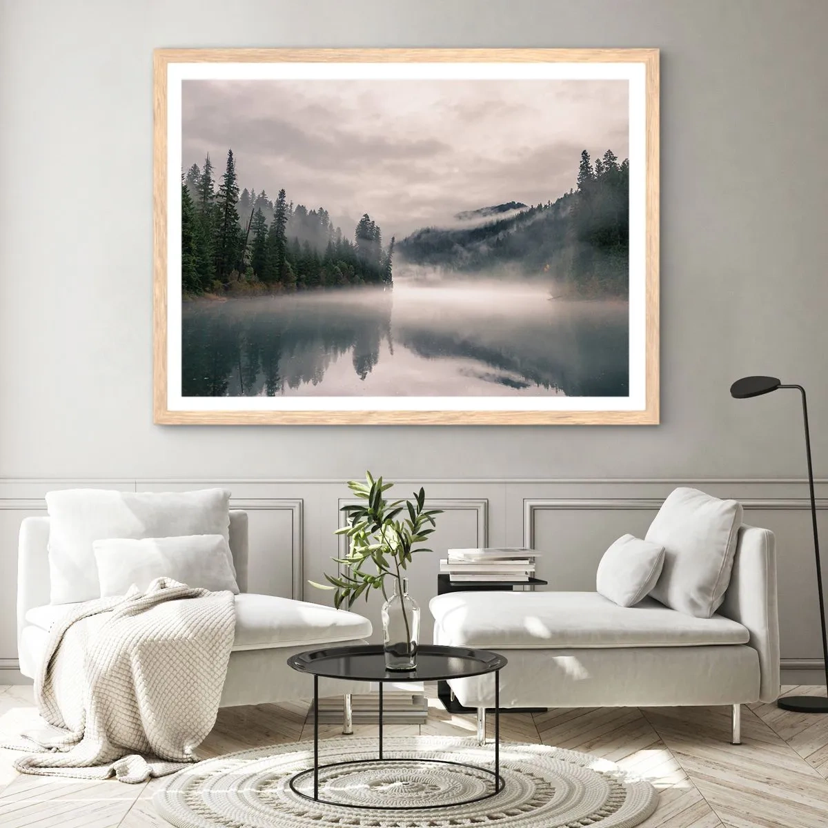 Poster în ramă de stejar deschis - În reverie, în ceață - 50x40 cm