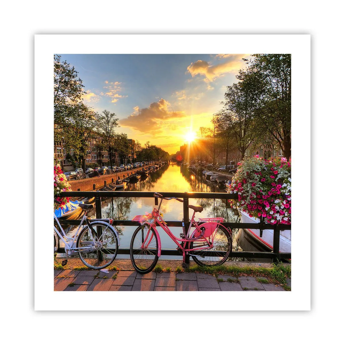 Poster - Dimineața de primăvară în Amsterdam - 50x50 cm