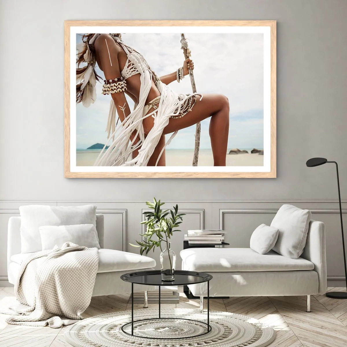 Poster în ramă de stejar deschis - Preoteasa Soarelui - 50x40 cm