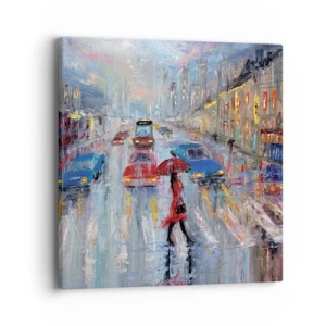 Tablou pe pânză - O după-amiază ploioasă în oraș - 40x40 cm