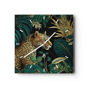 Ceas de perete - Ceas pe sticlă - Domnitorul junglei - 40x40 cm