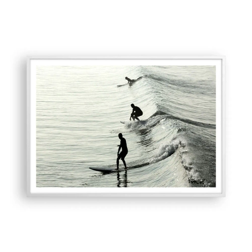 Poster în ramă albă - Pentru a întâmpina valul - 100x70 cm