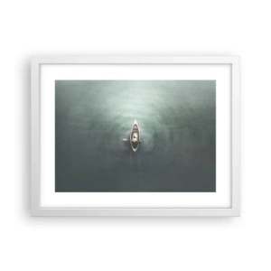 Poster în ramă albă - Peste lacul luminat de lună - 40x30 cm