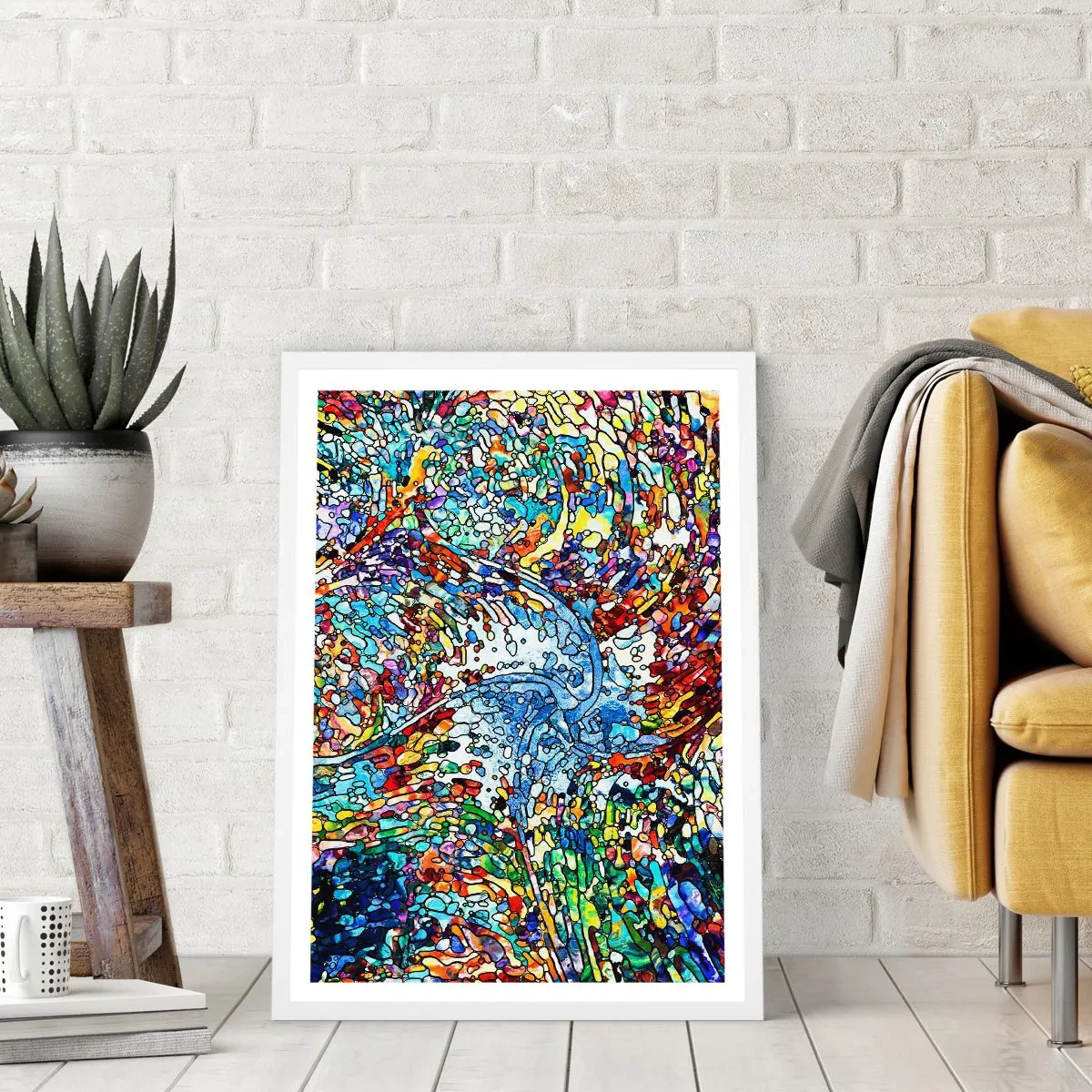 Poster în ramă albă - Vitraliu de picături - 61x91 cm