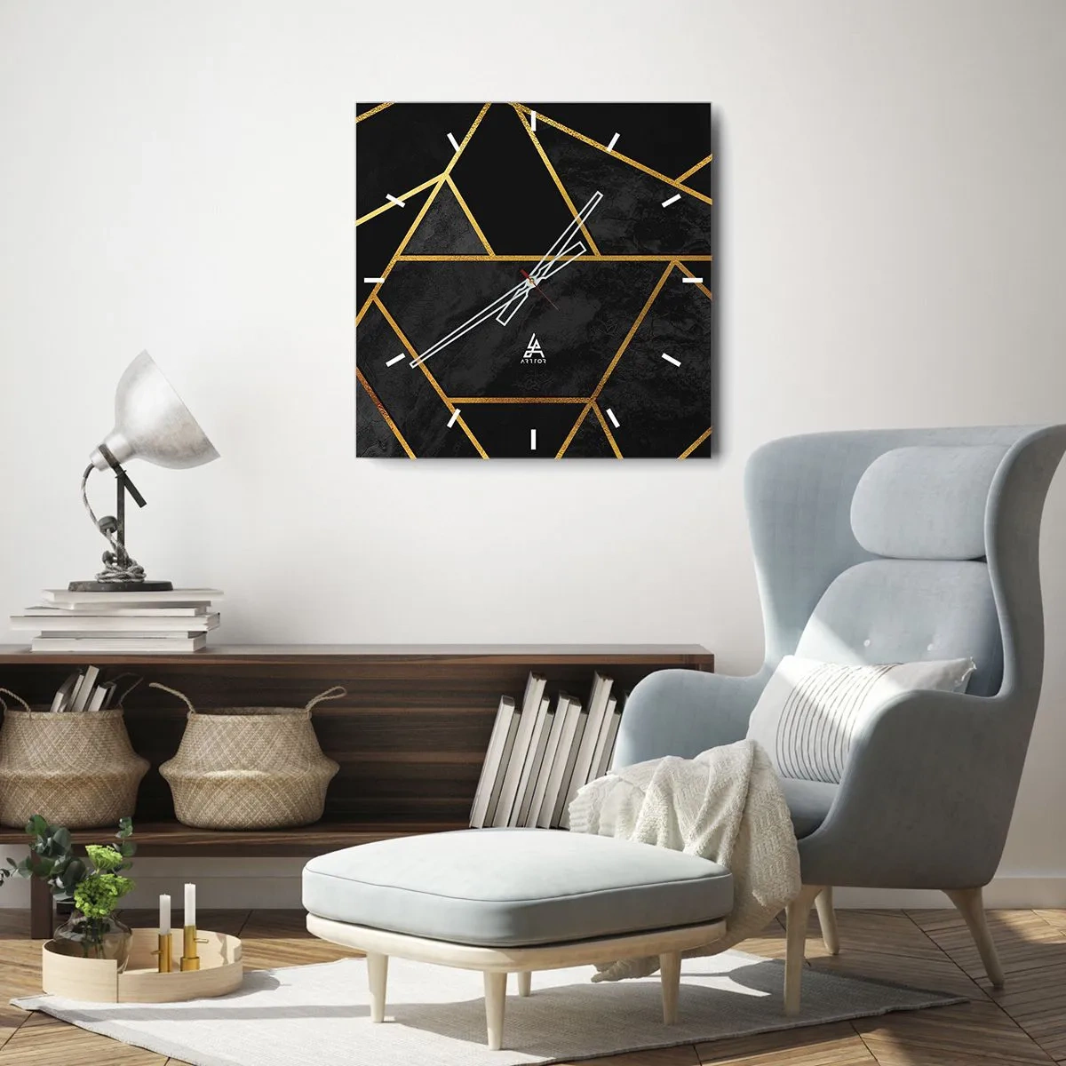 Ceas de perete - Ceas pe sticlă - Întuneric și lumină - 30x30 cm