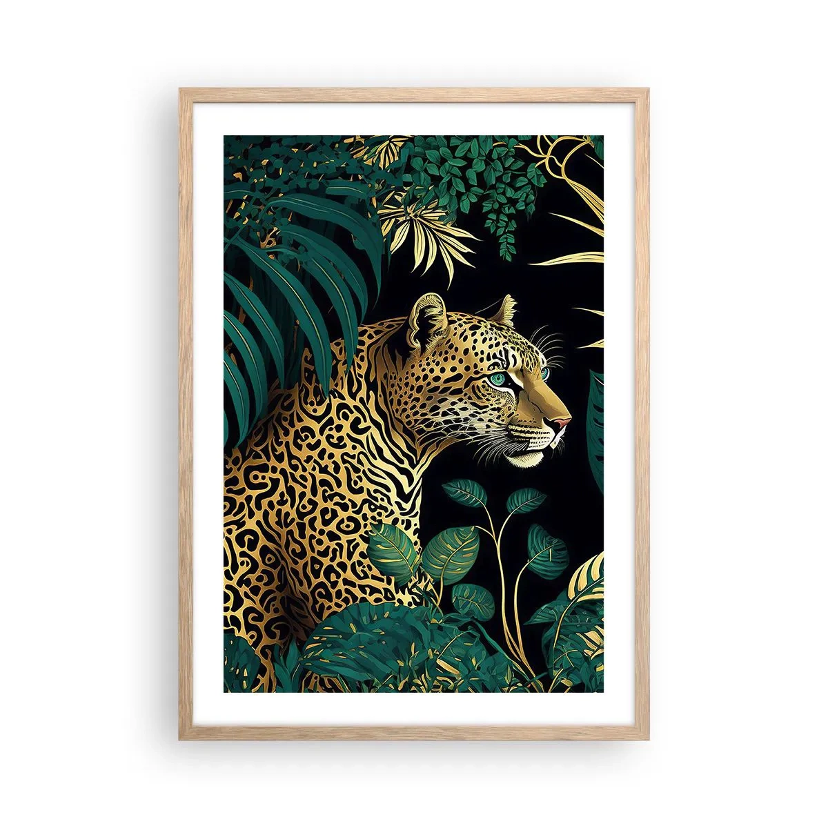 Poster în ramă de stejar deschis - Domnitorul junglei - 50x70 cm