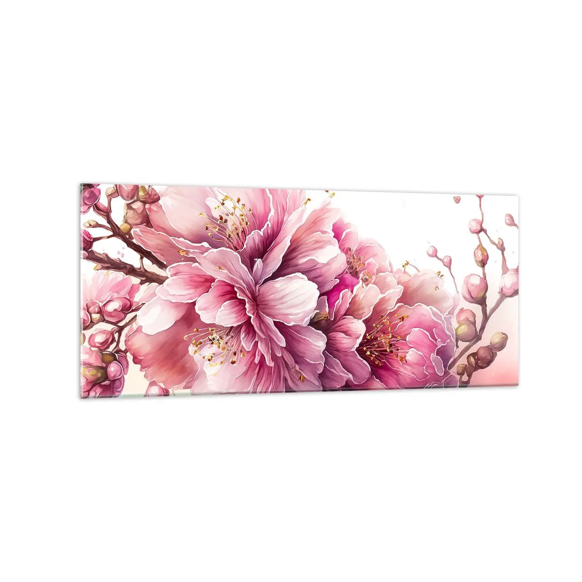 Tablou pe sticlă - Flori de cireș - 120x50 cm
