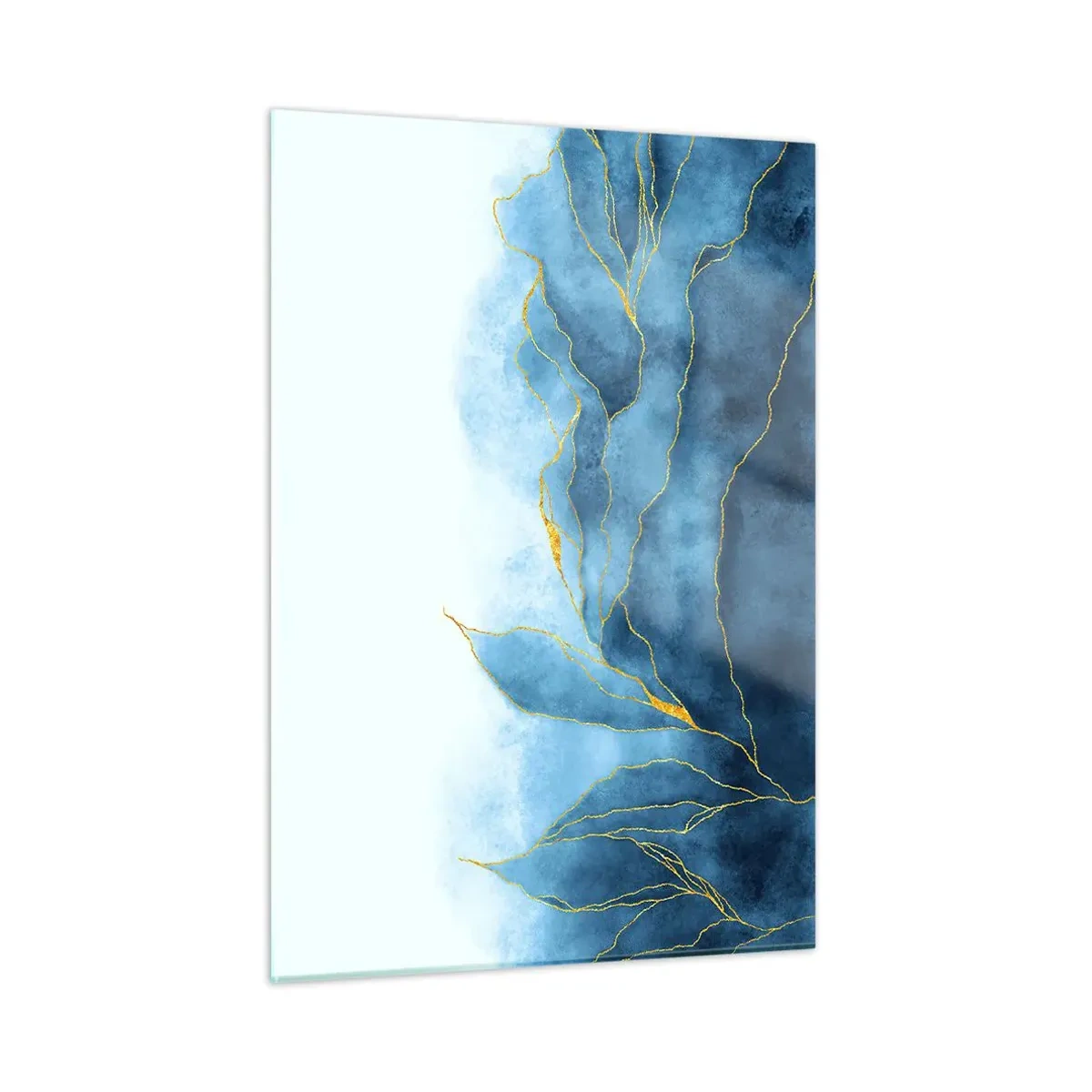 Tablou pe sticlă - Albastru în aur - 50x70 cm