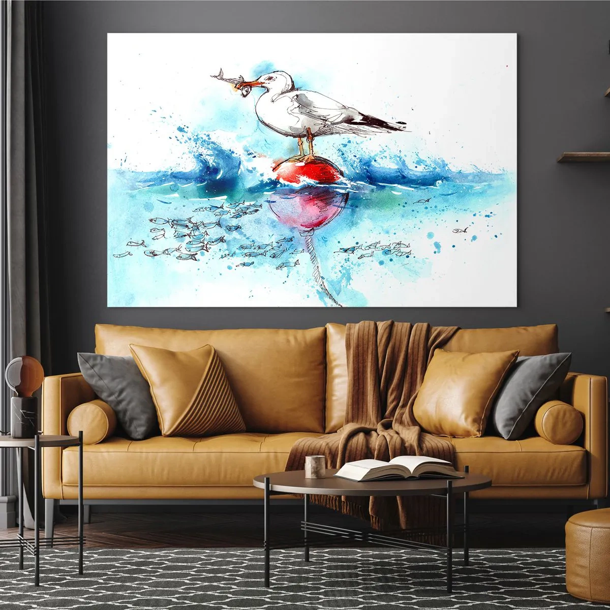 Tablou pe sticlă - Pescuit de succes - 120x80 cm