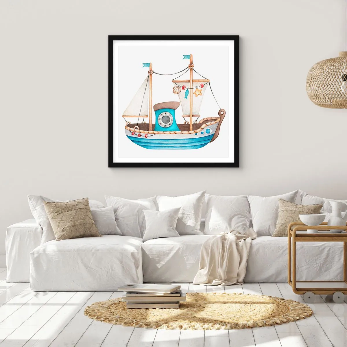 Poster în ramă neagră - Ahoy aventura! - 60x60 cm