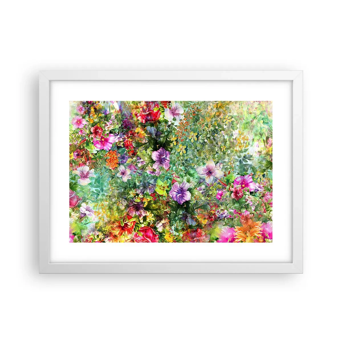 Poster în ramă albă - Să ne pierdem în flori - 40x30 cm