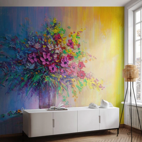 Tapet Premium Canvas - Darul unei pajiști de vară - Flori într-o vază, Bucată, Buchet de flori - 250x175 cm
