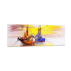 Tablou pe sticlă - O binemeritată odihnă în port - 90x30 cm