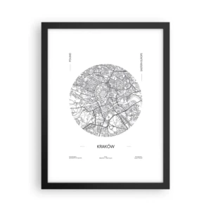Poster în ramă neagră - Anatomia Cracoviei - 30x40 cm