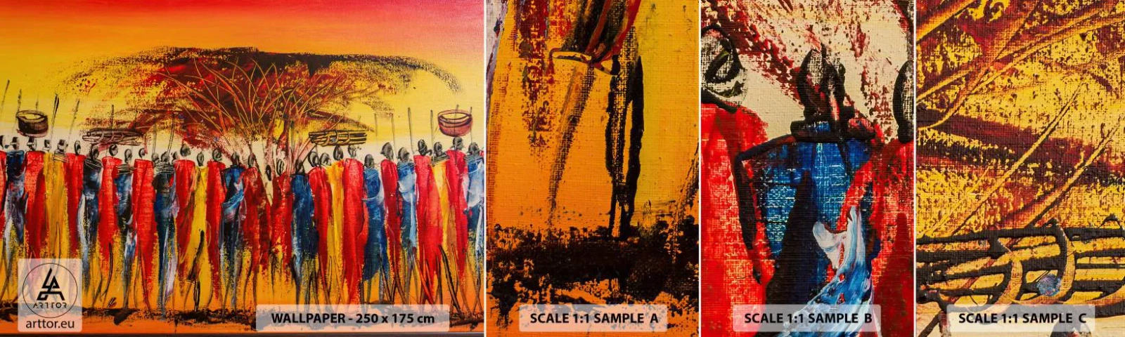 Mostră tapet autocolant Deluxe Sticker - Acolo, acolo, acolo, acolo se duc - Bucată, oameni, Africa - 100x30 cm