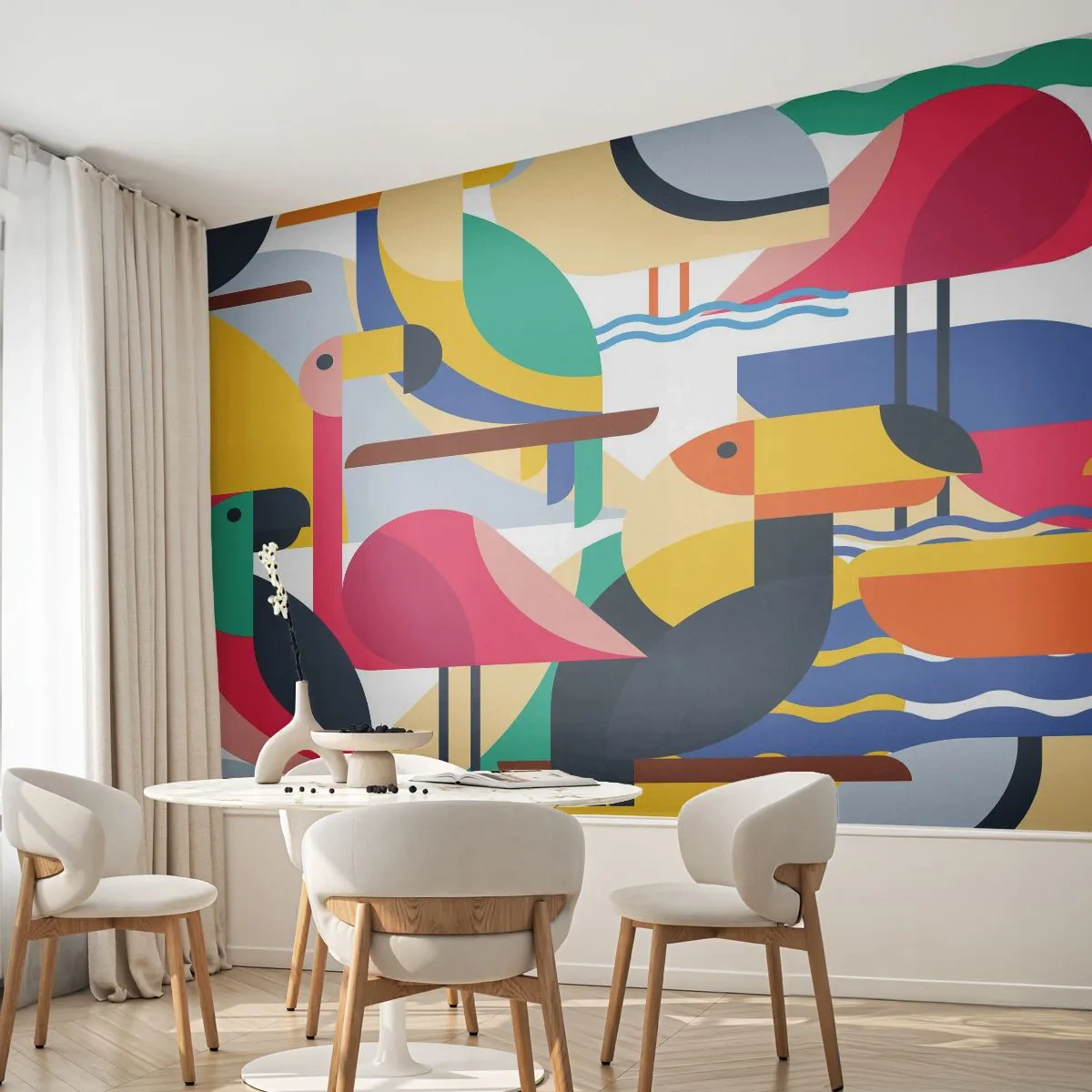 Tapet Autoadeziv Deluxe Sticker - Cheful păsărilor - Abstracția, Pelican, Bucată - 250x175 cm