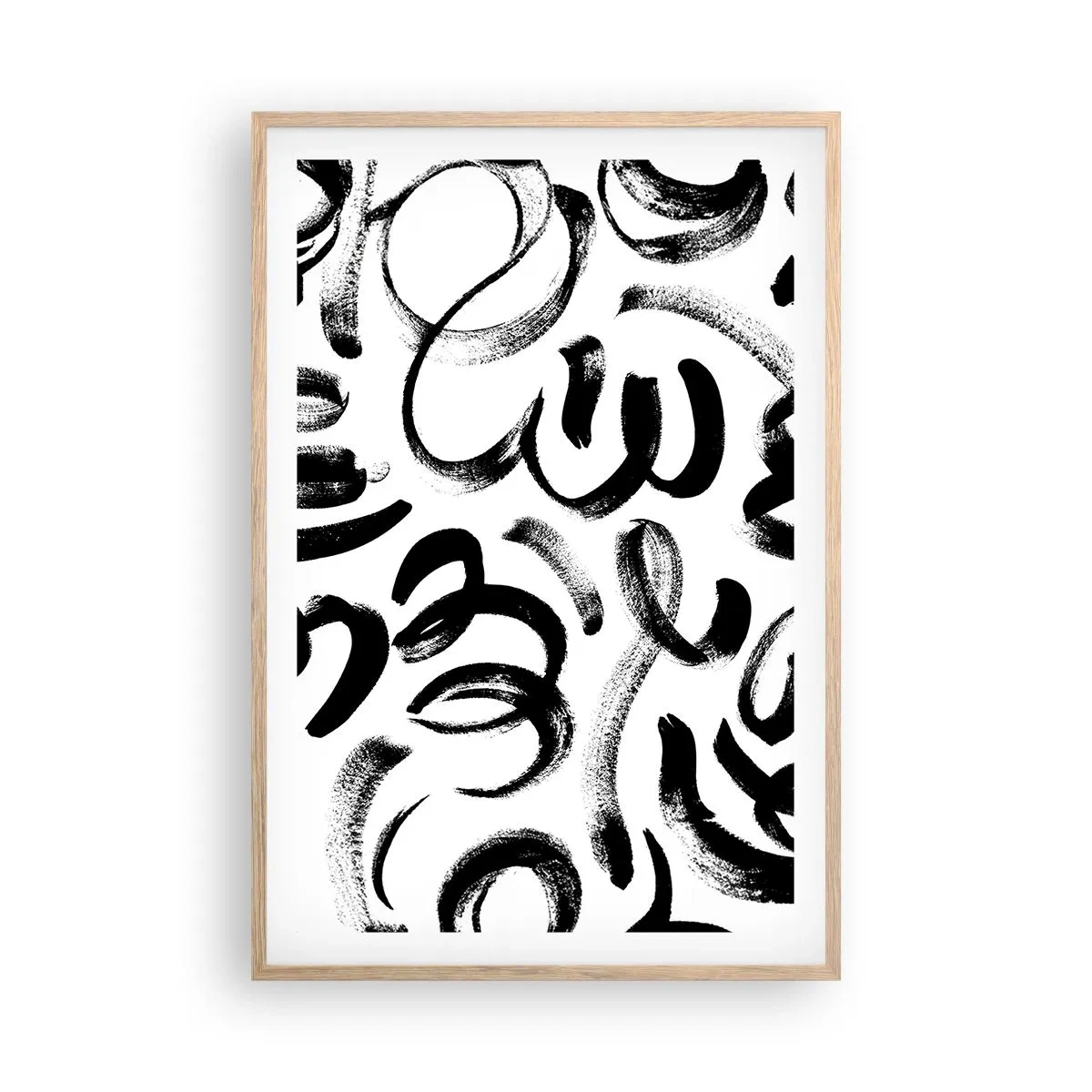 Poster în ramă de stejar deschis - Negru pe alb - 61x91 cm