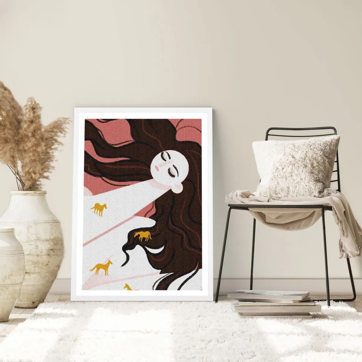 Poster în ramă albă - Visul despre calul de aur - 70x100 cm