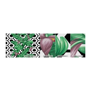 Mostră tapet Premium Canvas - Compoziție simetrică din natură - Abstracția, Frunze, Floare - 100x30 cm