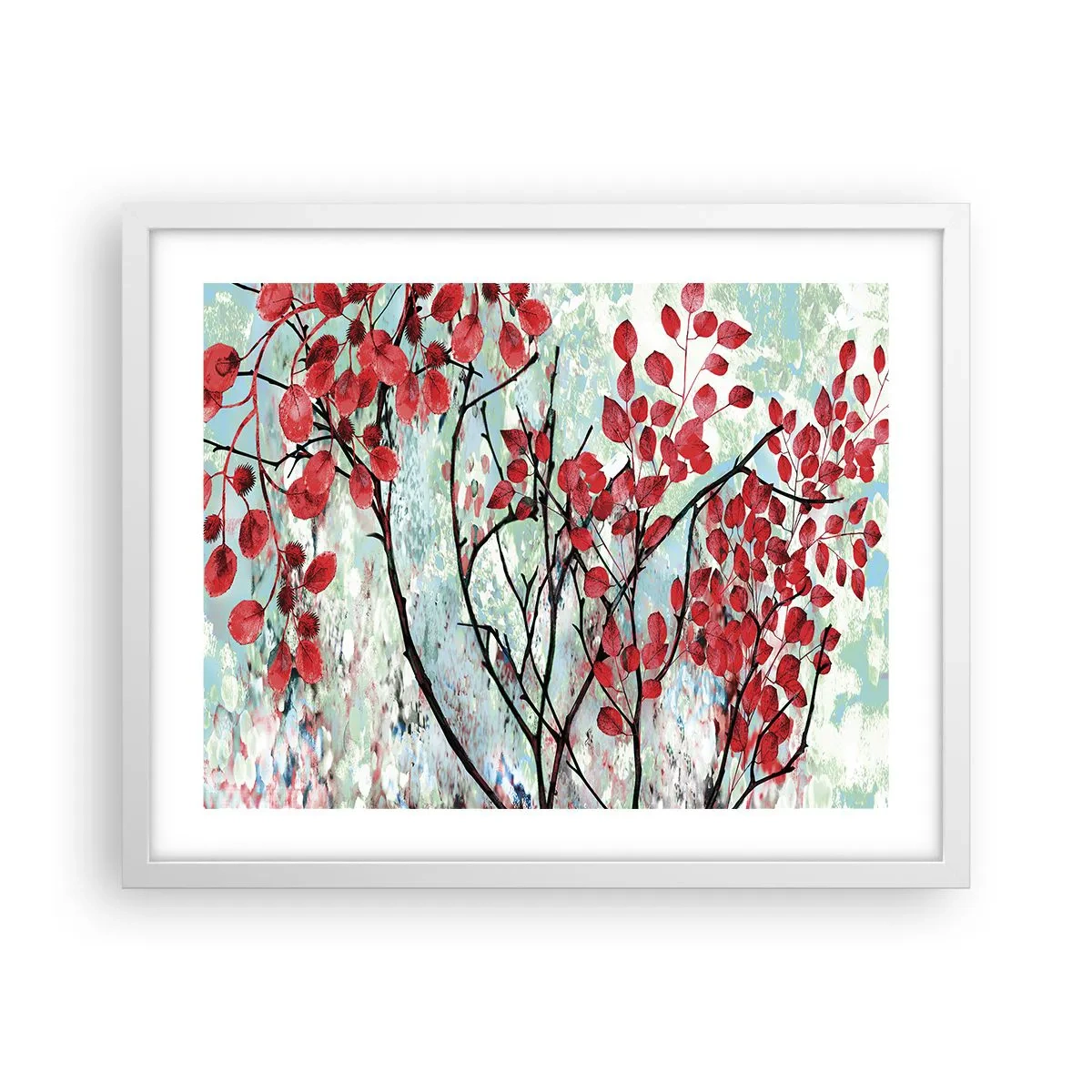 Poster în ramă albă - Arbore în stacojiu - 50x40 cm