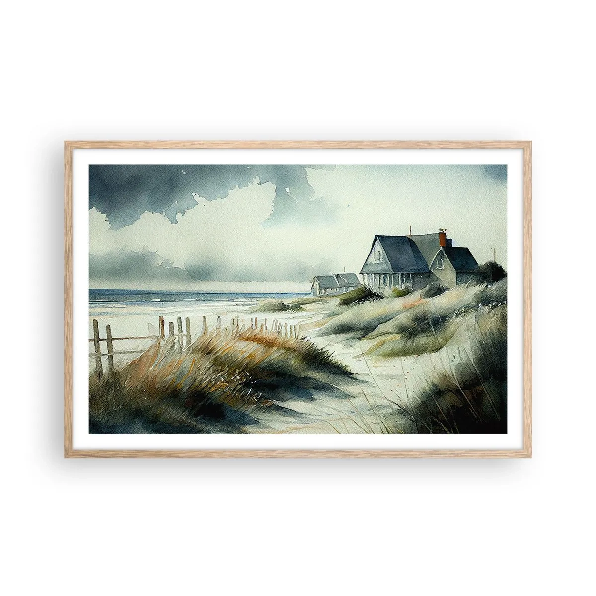 Poster în ramă de stejar deschis - Departe de agitație - 91x61 cm