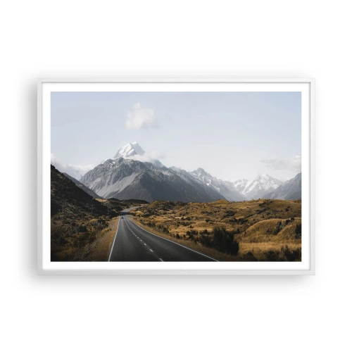 Poster în ramă albă - Drumul spre inima munților - 100x70 cm