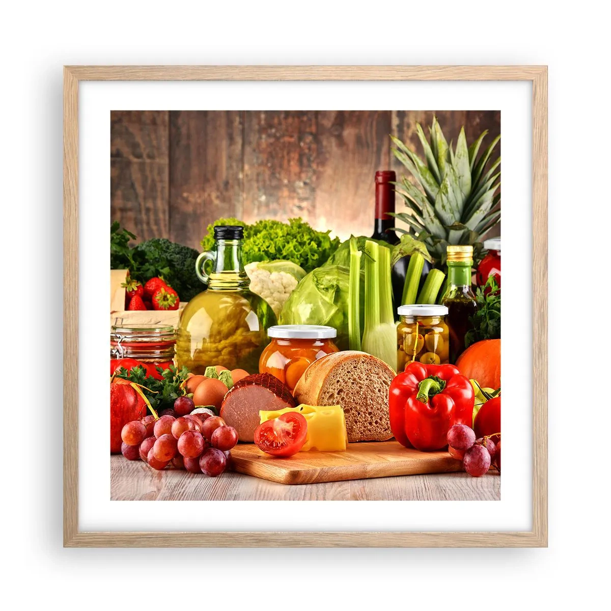 Poster în ramă de stejar deschis - Afumate, prăjite, marinate - 50x50 cm