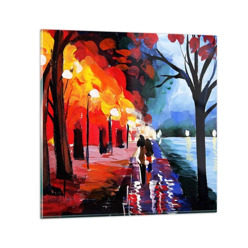 Tablou pe sticlă - Toamnă înflăcărată în parc - 70x70 cm