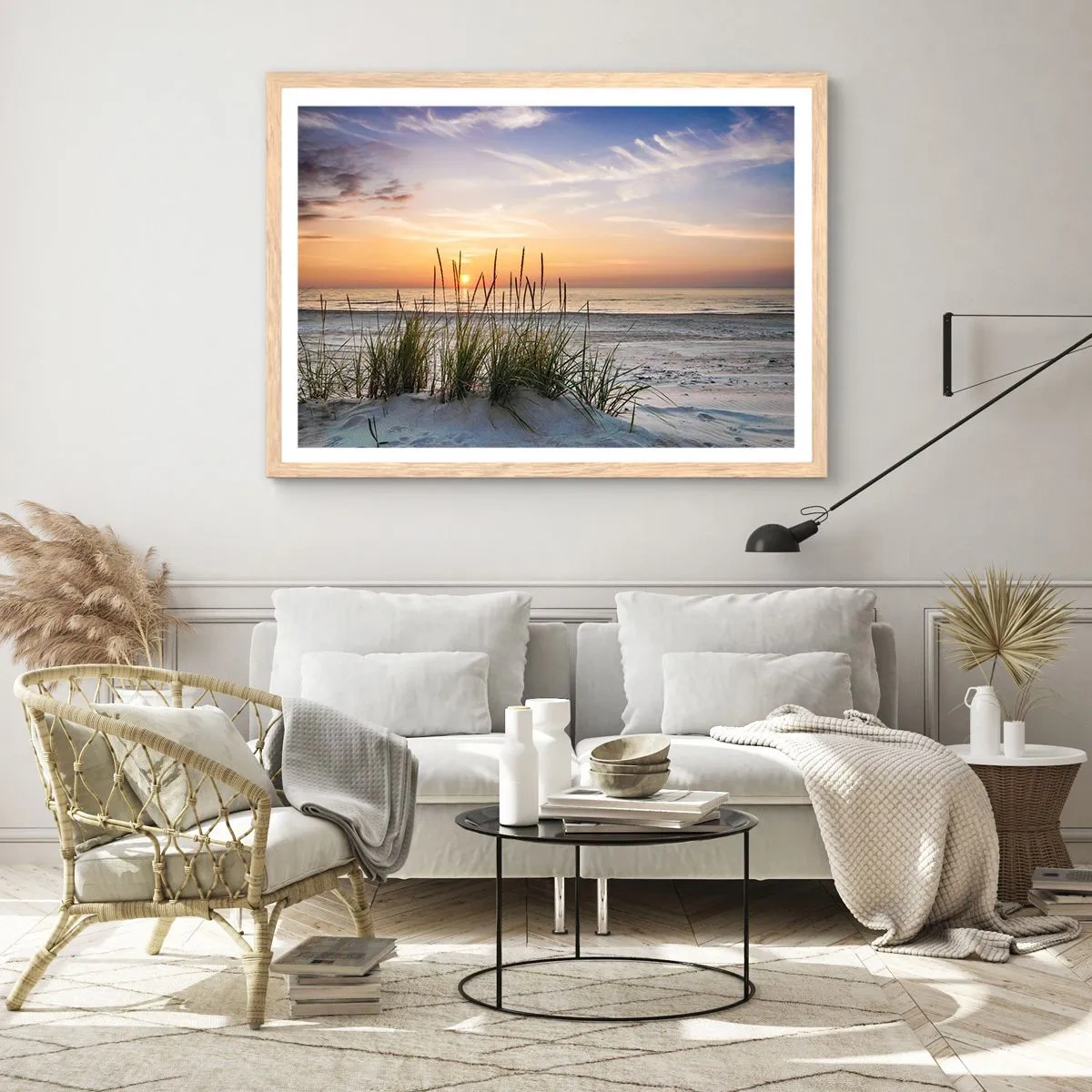 Poster în ramă de stejar deschis - Privește, gândește, simte - 70x50 cm