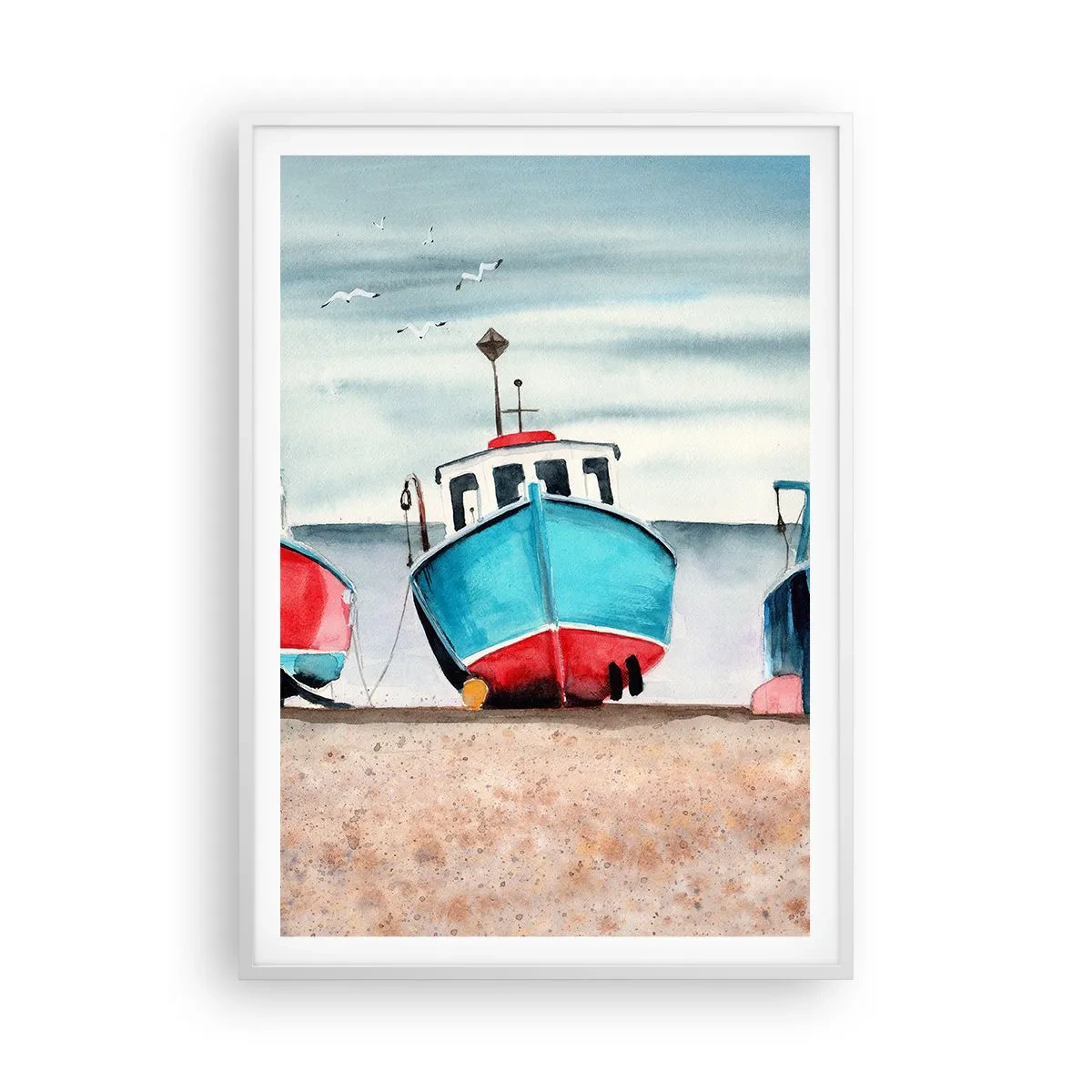 Poster în ramă albă - Gata pentru pescuit - 70x100 cm