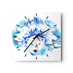 Ceas de perete - Ceas pe sticlă - Regele Arcticii într-o coroană de gheață - 30x30 cm