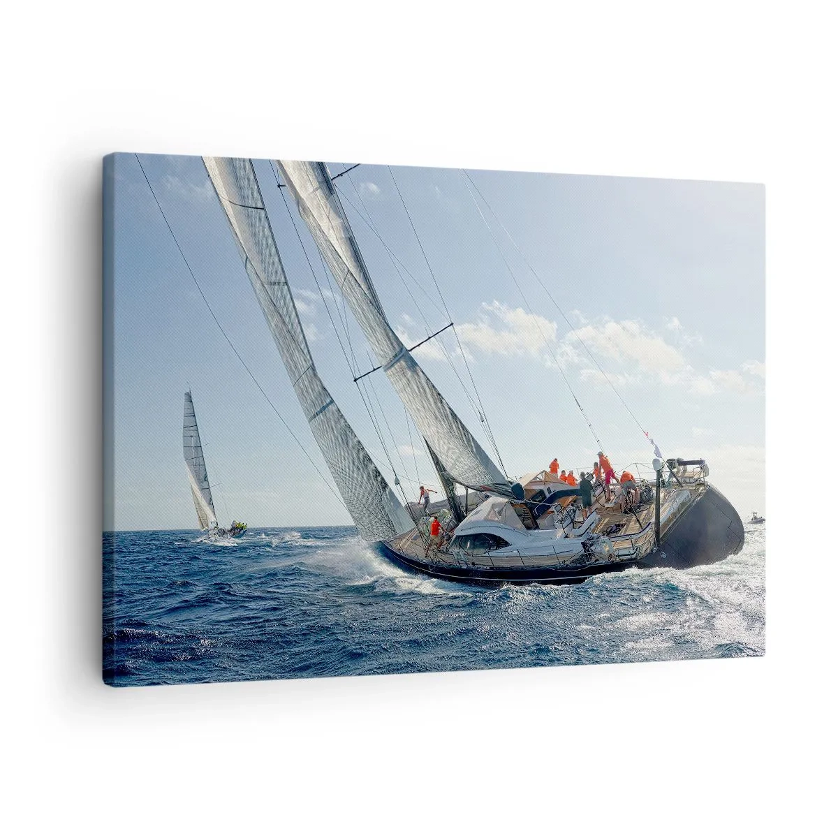 Tablou pe pânză Canvas - Cursă de iahturi pe marea deschisă sub cerul albastru - 70x50cm - Să câștige cel mai bun - Decorațiune modernă pentru perete pentru living și dormitor ARTTOR
