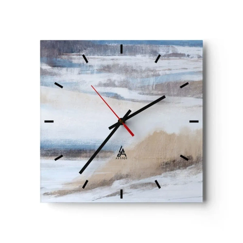 Ceas de perete - Ceas pe sticlă - Compoziție de iarnă - 40x40 cm