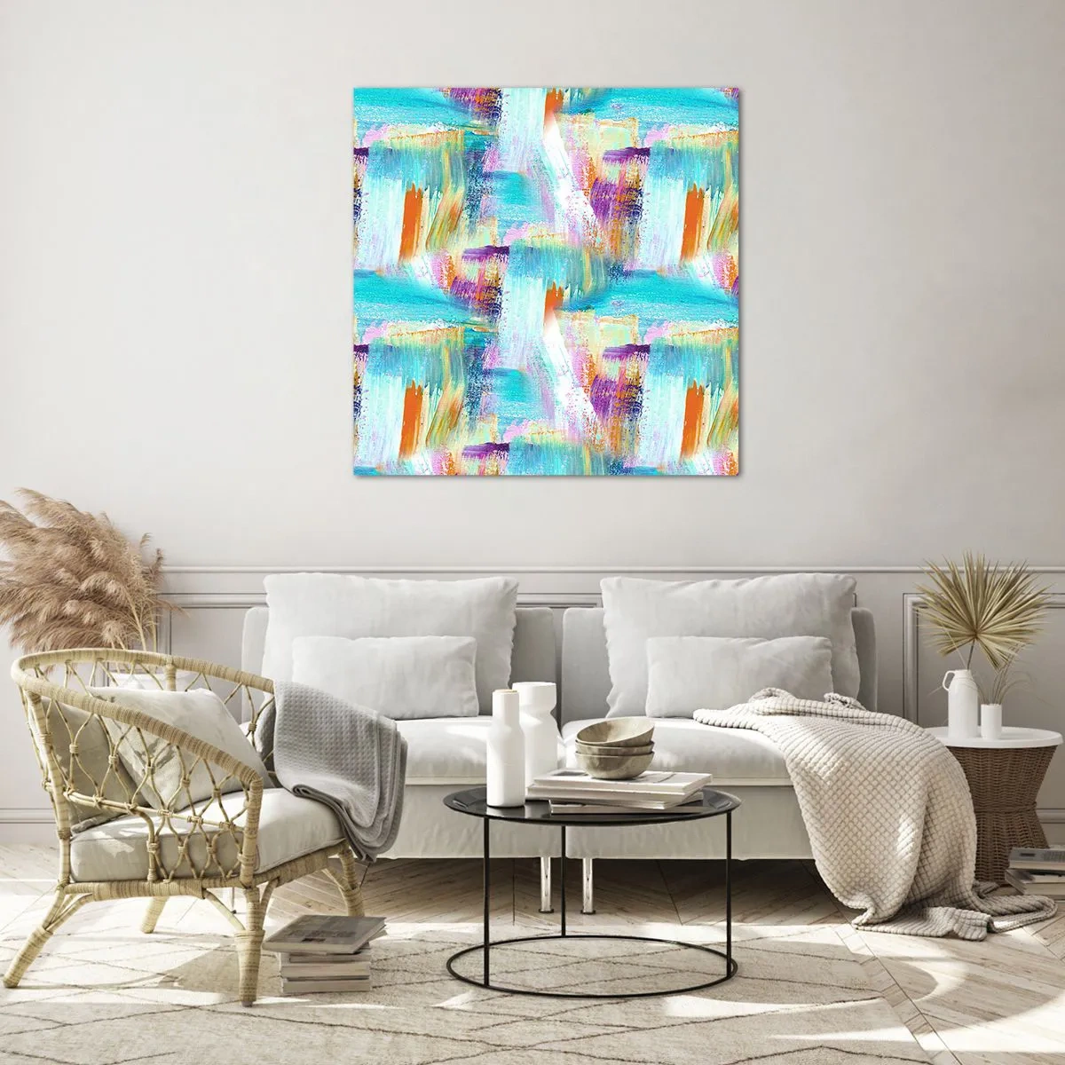 Tablou pe sticlă - Mâzgălire veselă - 60x60 cm