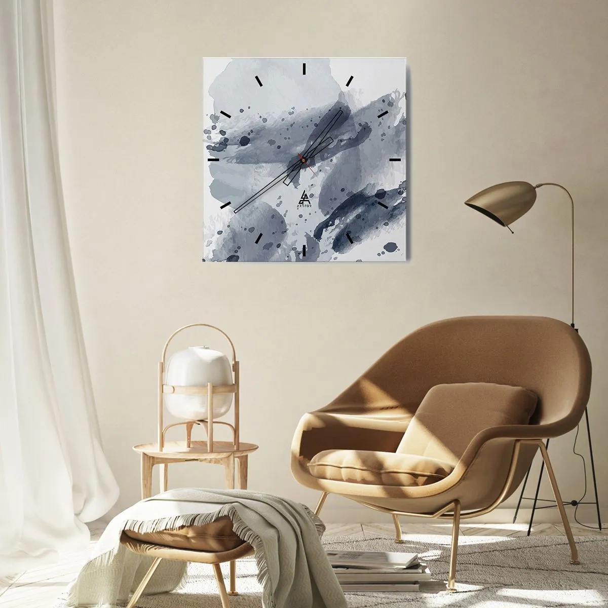 Ceas de perete - Ceas pe sticlă - Un studiu al naturii de apă - 40x40 cm