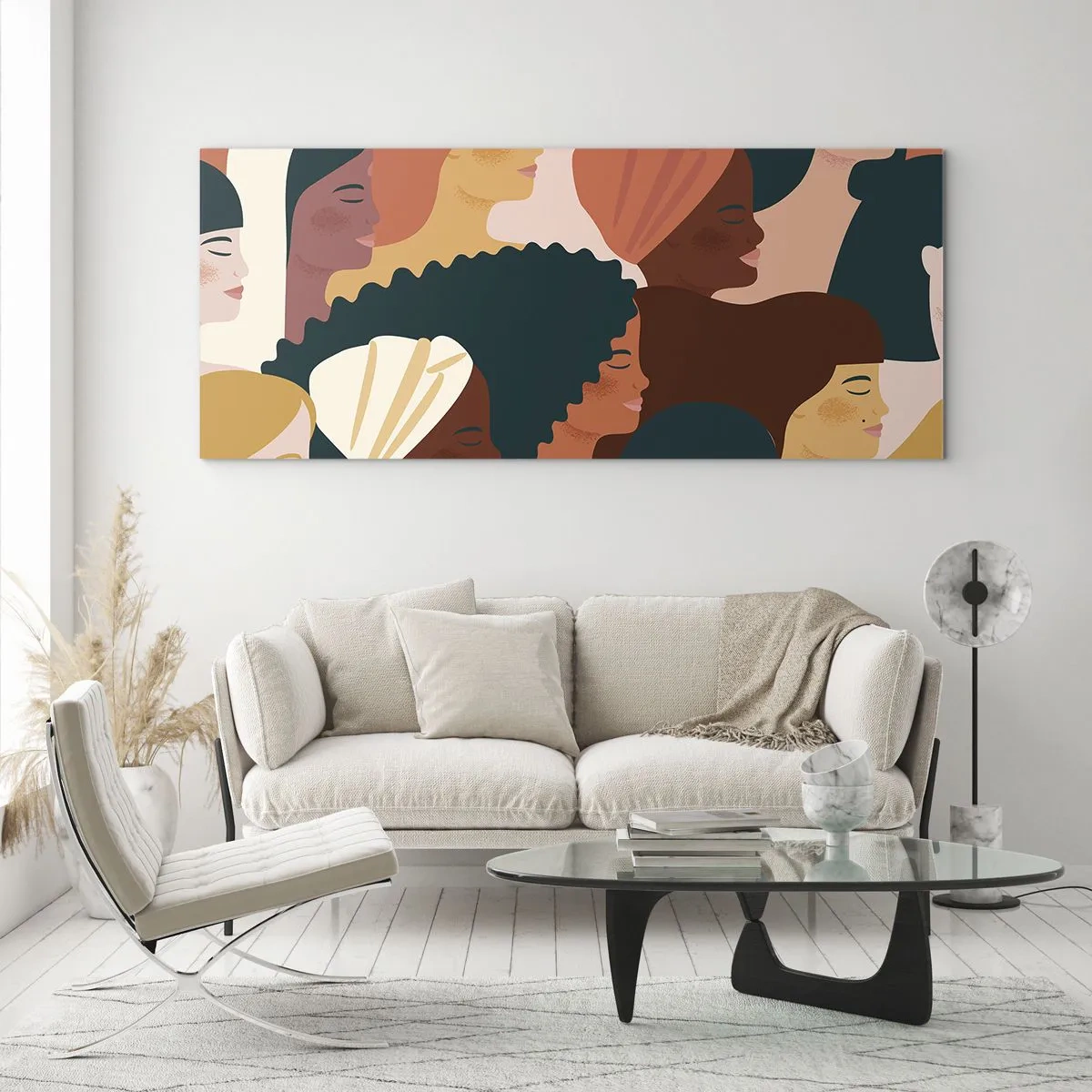 Tablou pe sticlă - Numai feminitate - 100x40 cm