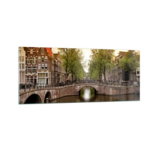 Tablou pe sticlă - Cu barca sau cu bicicleta? - 100x40 cm