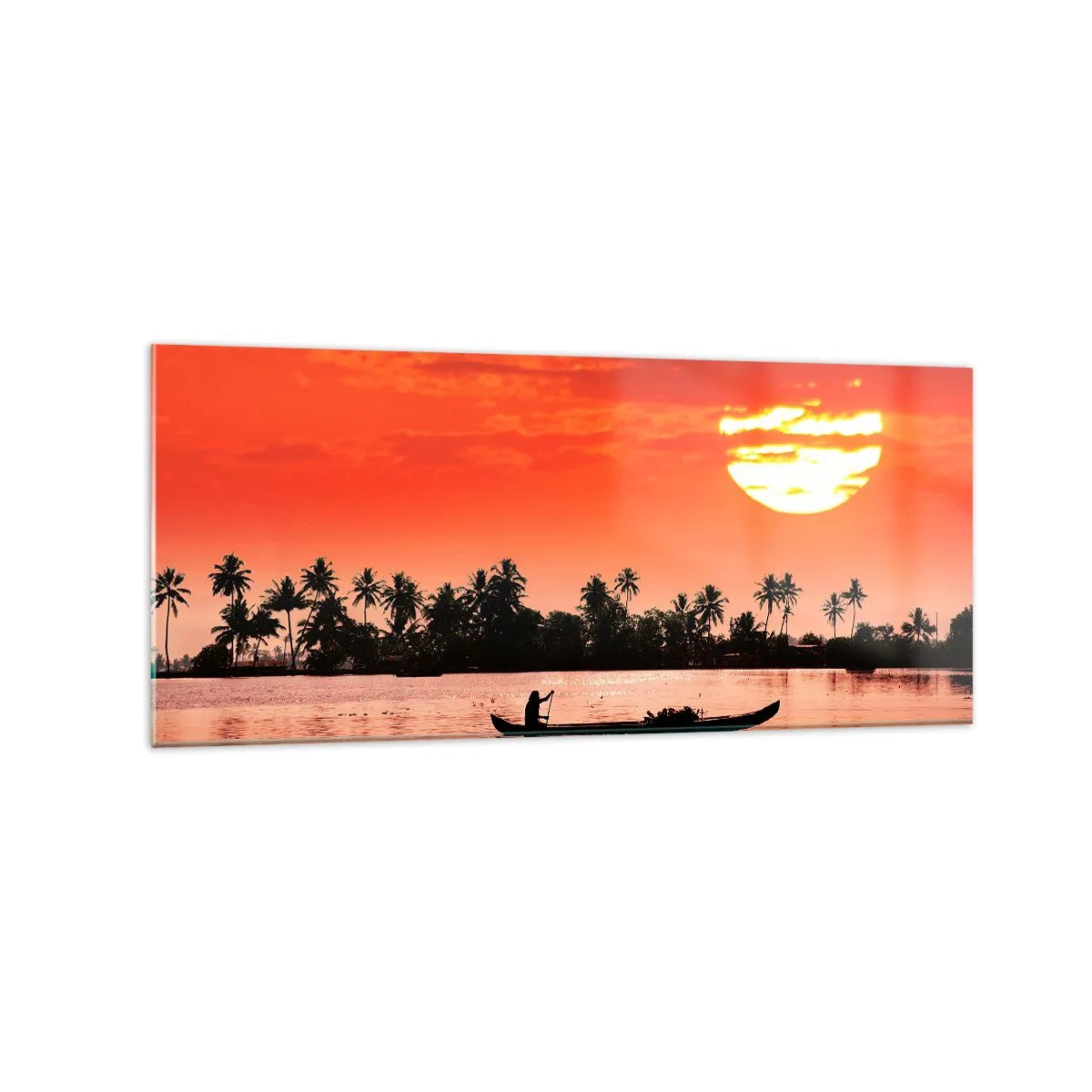 Tablou pe sticlă - Liniștea tropicelor la apus de soare - 120x50 cm