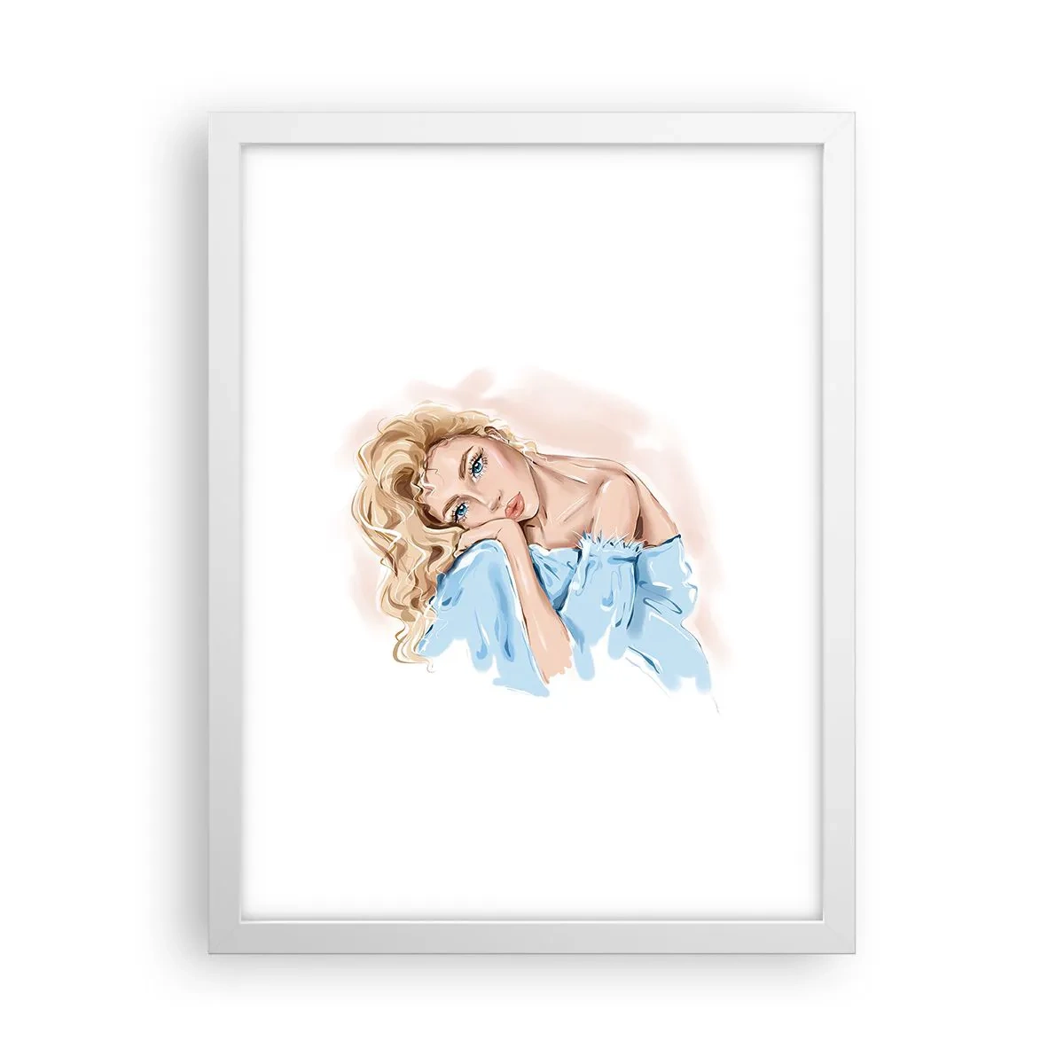 Poster în ramă albă - Scufundată în vis albastru - 30x40 cm