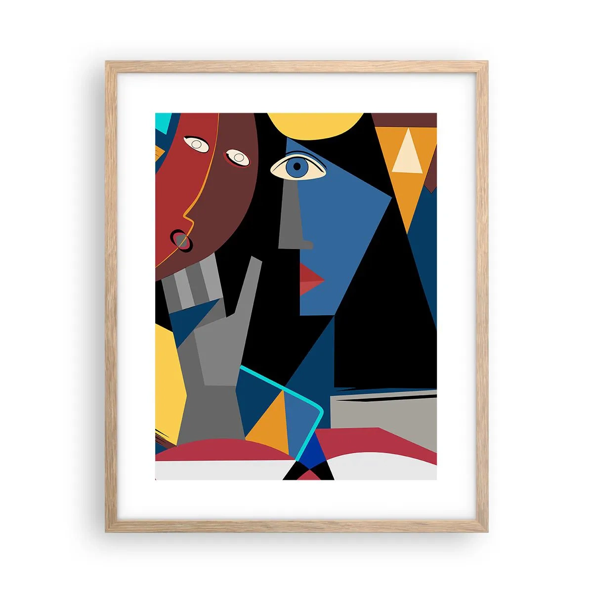 Poster în ramă de stejar deschis - Discuția cubiștilor - 40x50 cm