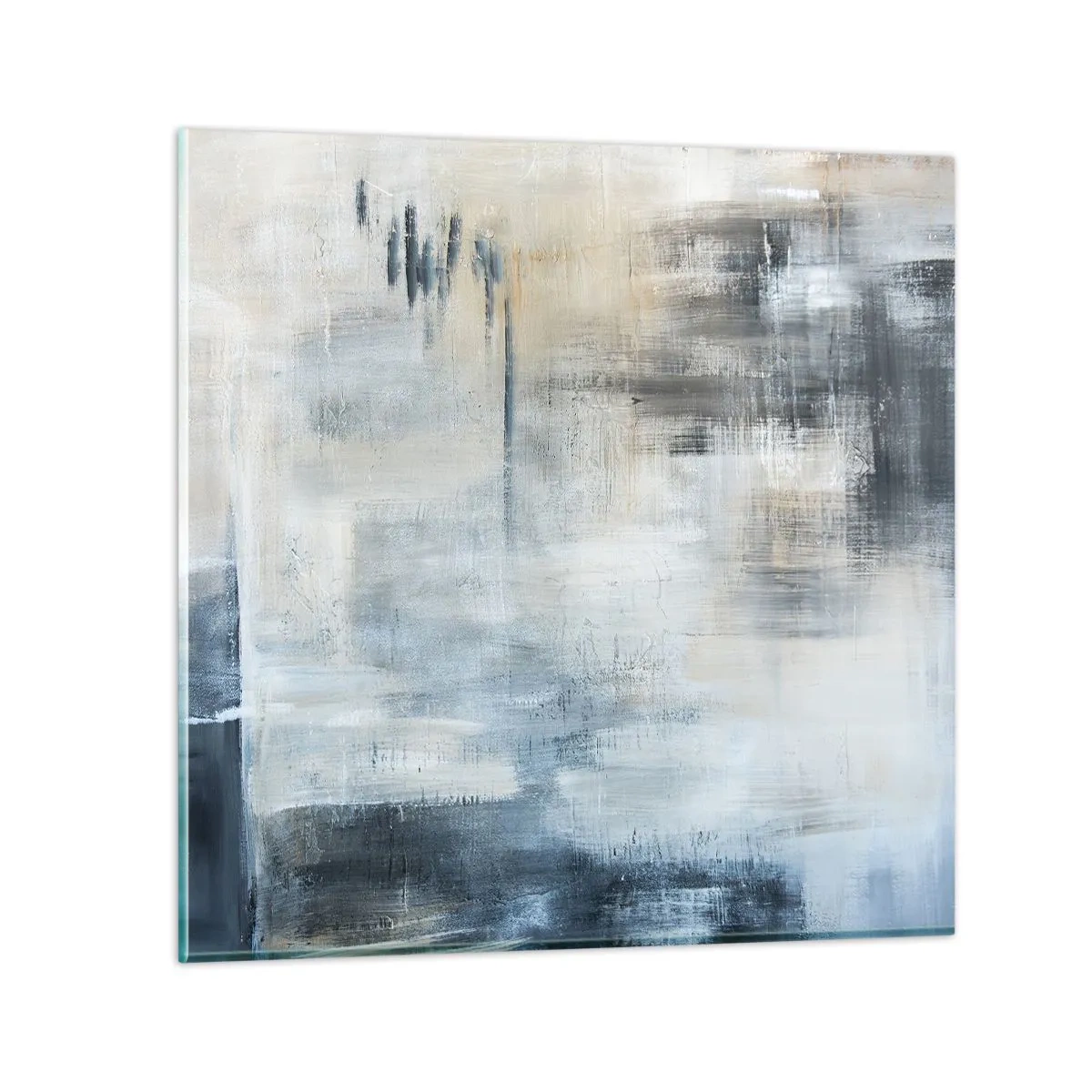 Tablou pe sticlă - În spatele unui voal albastru - 30x30 cm