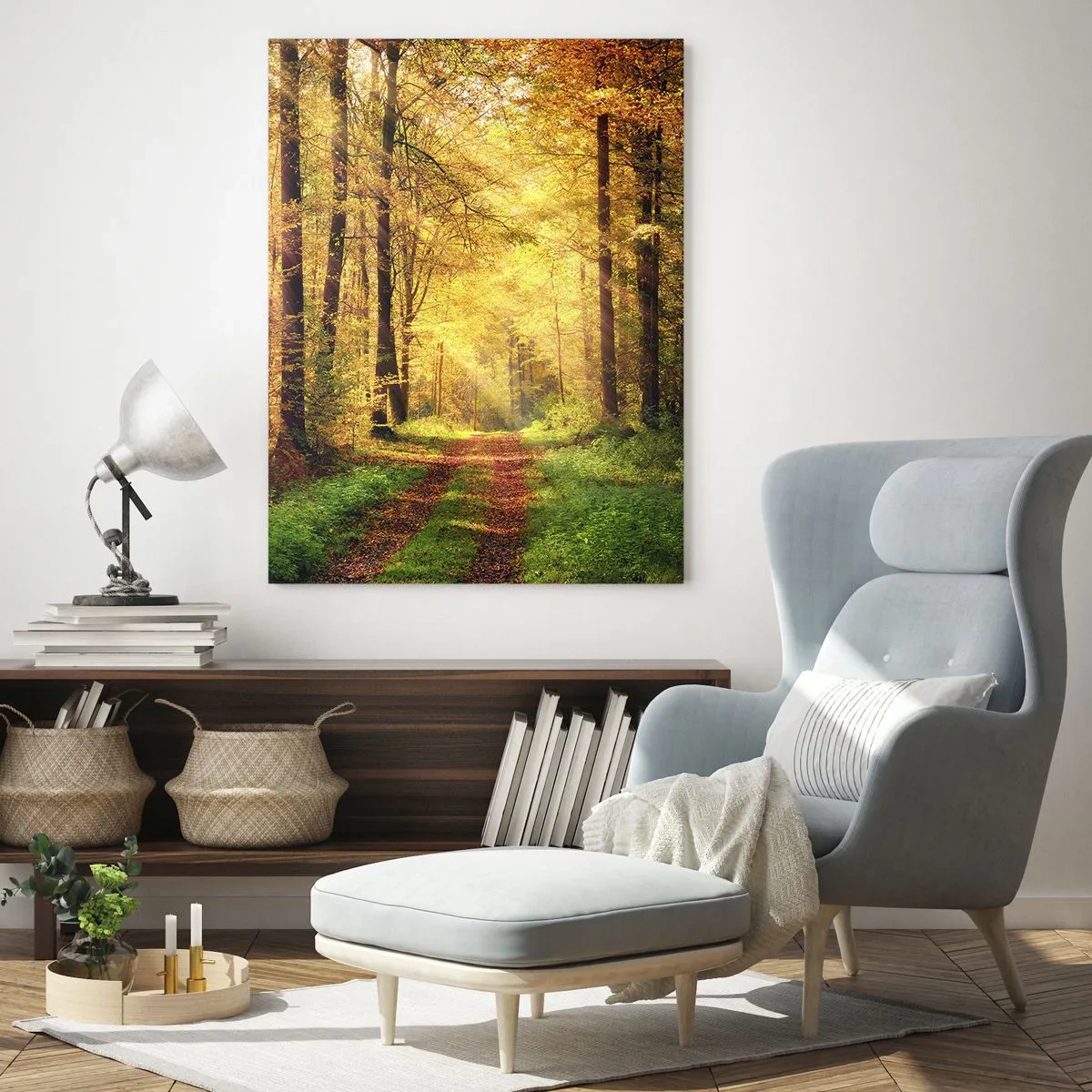 Tablou pe sticlă - Tăcere de aur de pădure - 50x70 cm