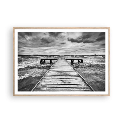 Poster în ramă de stejar deschis - Aștept ca vântul să fugărească... - 100x70 cm