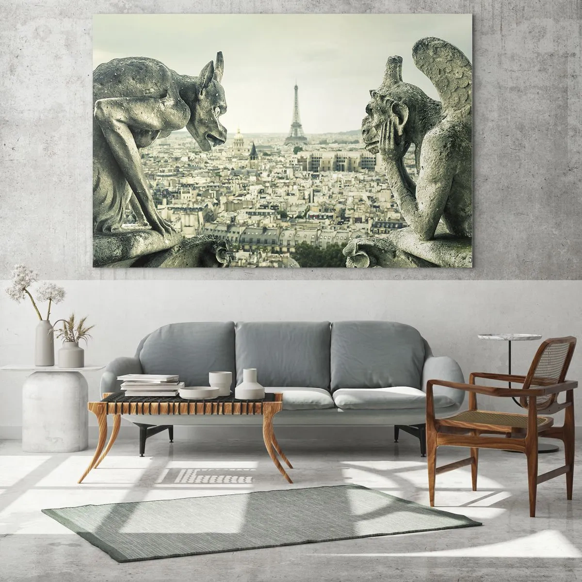 Tablou pe sticlă - La taclale pariziene - 90x30 cm