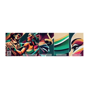 Mostră tapet Premium Canvas - În ritmul inimii - Cubism, Cuplu, Dans - 100x30 cm