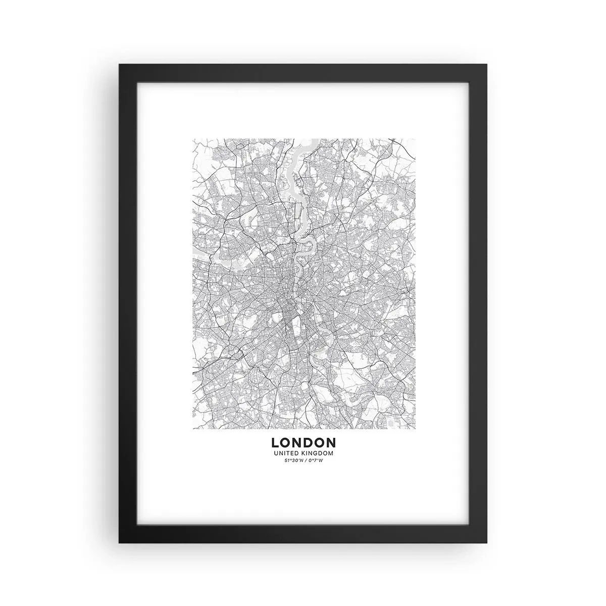 Poster în ramă neagră - Harta labirintului din Londra - 30x40 cm