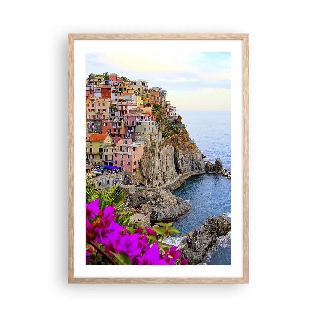Poster în ramă de stejar deschis - Un oraș care râde - 50x70 cm
