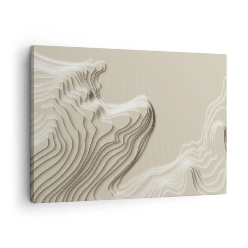 Tablou pe pânză Canvas - Un model abstract în nuanțe de bej cu efect liniar. - 70x50cm - Topografia artei - Decorațiune modernă pentru perete pentru living și dormitor ARTTOR