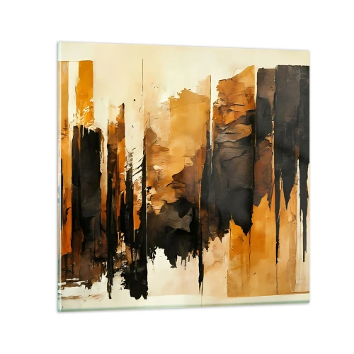 Tablou pe sticlă - Armonie de negru și auriu - 30x30 cm