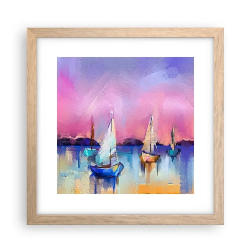 Poster în ramă de stejar deschis - Direcția: ape largi - 30x30 cm